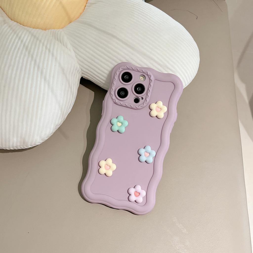 Korean ins cream wind three-dimensional flower flower for iPhone17 Apple 16Pro max mobile phone case 15 women 14