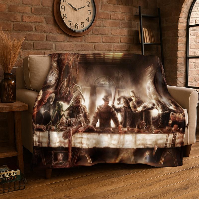 

Horror Movie Character Chucky S-Scream Cartoon Flannel Blanket Soft Warm Throw Blanket for Bedroom Living Room Bed Travel Gift 75x90cm