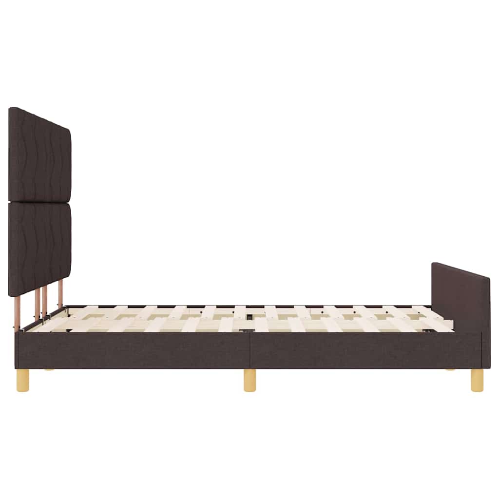 Bed Frame with Headboard Dark Brown 140 X 190 Cm Fabric