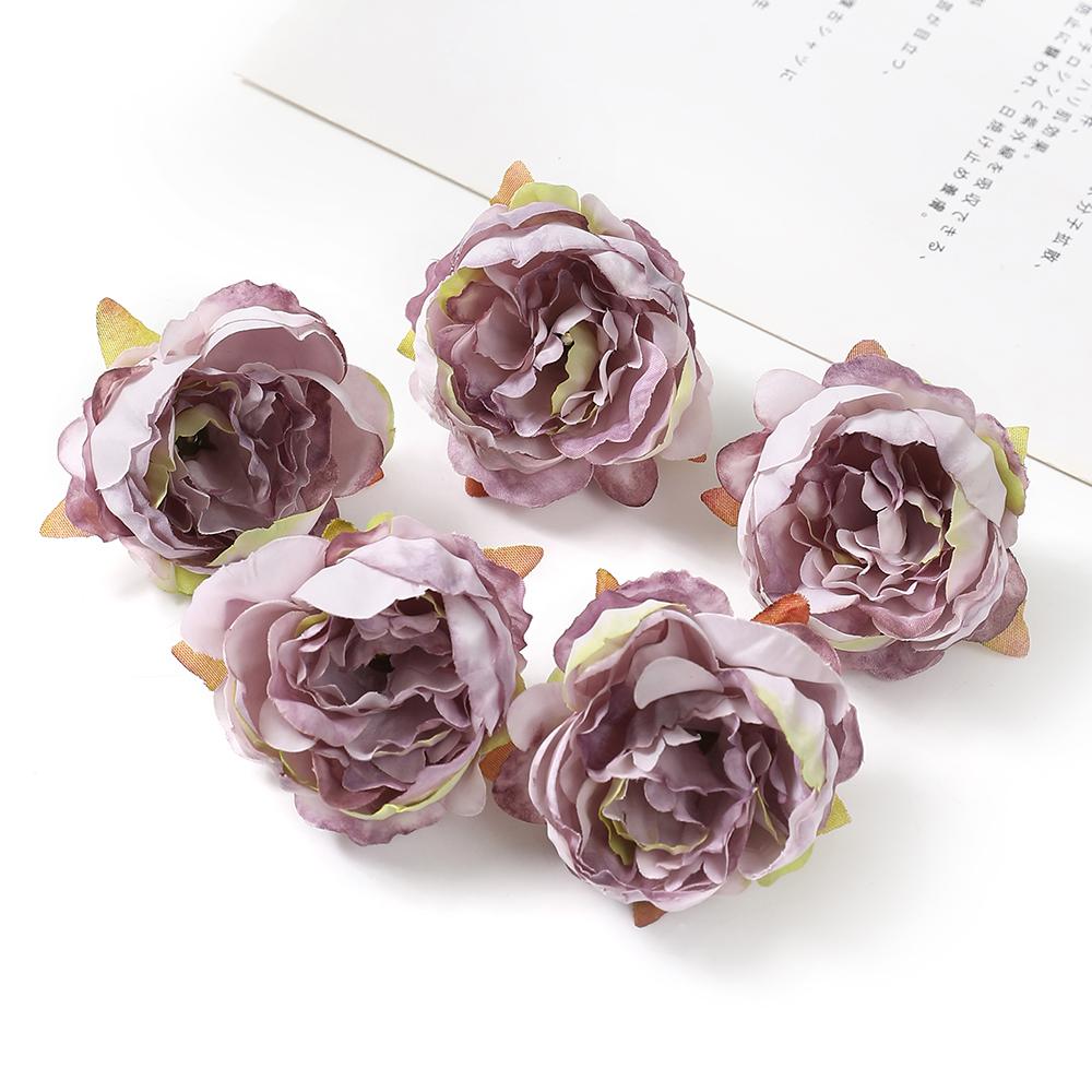 5/10Pcs Peony Artificial Flowers 4.5cm Silk Fake Flower for Home Room Decor Garden Wedding Decoration Bride DIY Wreath Accessory