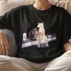 T-shirt Grafica Gatto Fumatore Stile Vintage, Streetwear Estetica Retrò, Regalo Carino per Amanti dei Gatti, Maglietta Nera in Cotone Oversize, Abbigliamento Trendy Unico
