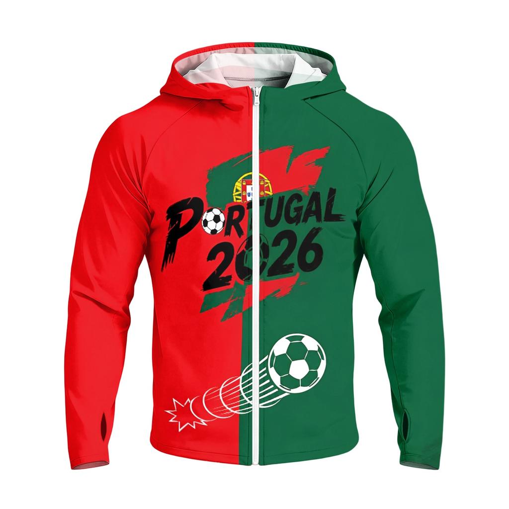 Men's Casual Raglan Sleeve Hooded Long Sleeve Sun Protection Jacket Lightweight Breathable Sportswear with Full Zip Front