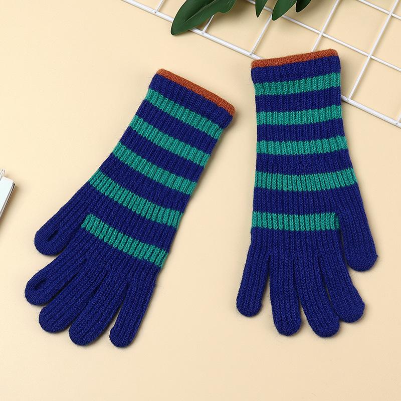 Women's Autumn and Winter Warm and Cold Gloves Outdoor Cycling Windproof Knitted Wool Gloves Student Touch Screen Thickened Gloves