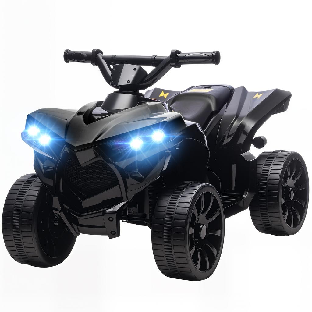 Kids Electric Quad 6V Kids Quad with Forward, Reverse Function, Music, LED Headlights Black