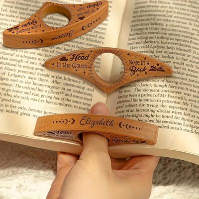 1/2 Pack, Random Colors, Book Page Holder Wooden Ring, One-Handed Reading Aid, Vintage Wooden Reading Thumb Book Holder, Finger