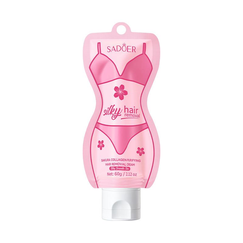 SADOER Sakura Collagen Purifying Hair Removal Cream: Gentle Pain-Free Depilatory for Silky Smooth Skin, 60g