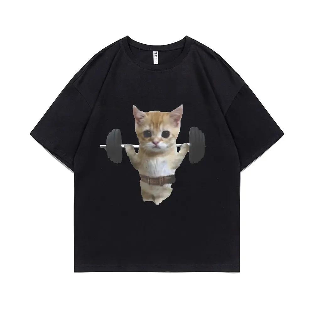 Summer Funny Gym Sam Sulek Cat Graphic Print T-shirts Men Women Fitness Pump Cover Tshirt Woman Meme T Shirt Short Sleeve