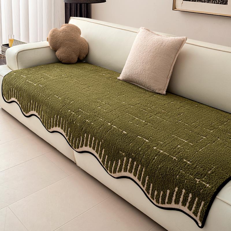 Special-Shaped Sofa Cushion Plush Thickened Non-Slip  Autumn And Winter New High-End Irregular Straight Seat Cushion Cover Cloth
