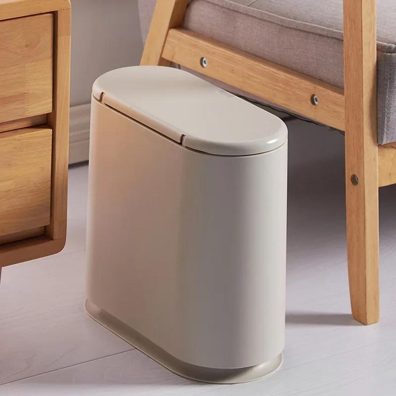 Japanese-style Oval Press-type Elastic Cover Trash Can, Toilet Crack Classification, Storage, Paper Basket, Household Bucket