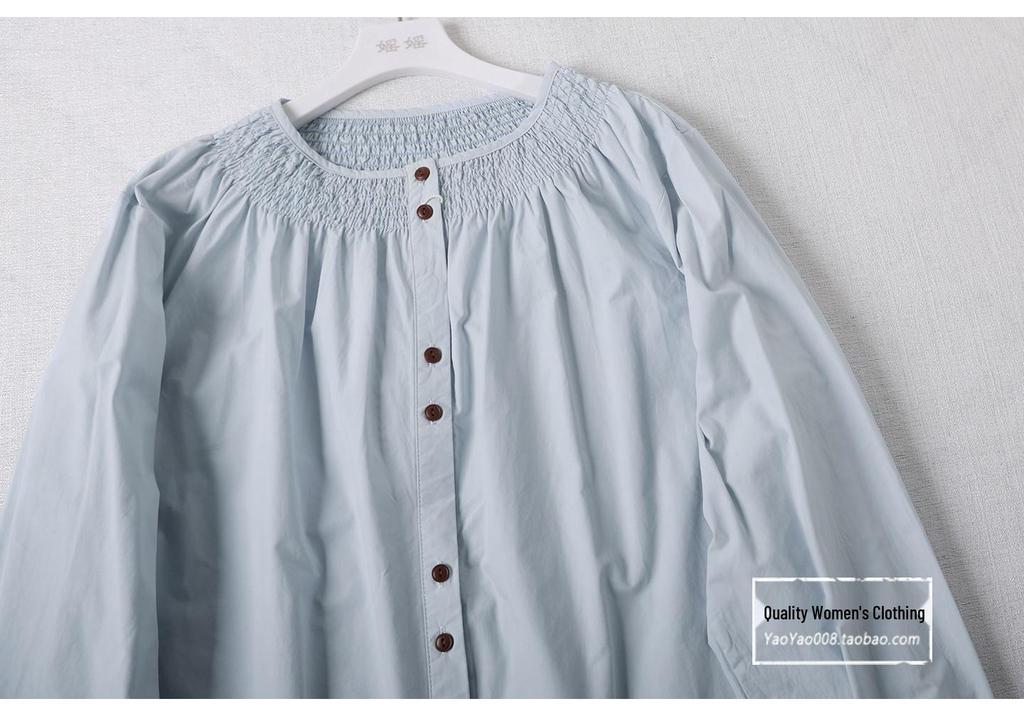 Japanese-Inspired Artistic Pleated Long Sleeve Women's Shirt - Spring Collection
