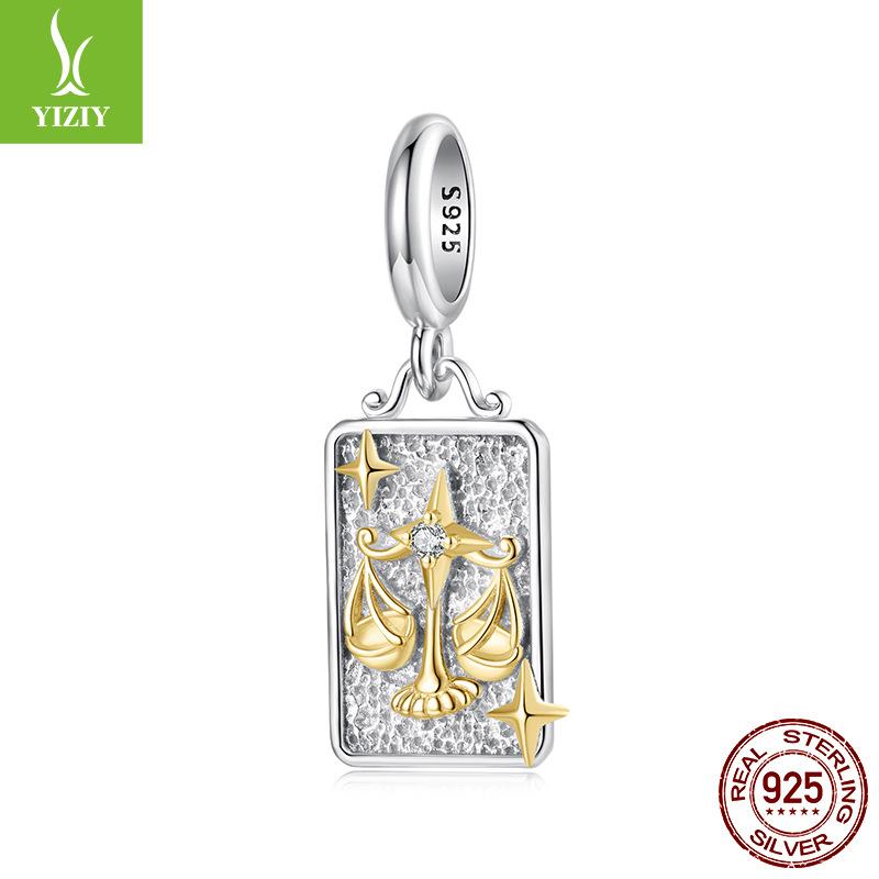 S925 Sterling Silver Twelve Constellations Pendant Jewelry Accessories Personalized Versatile Diy Beads