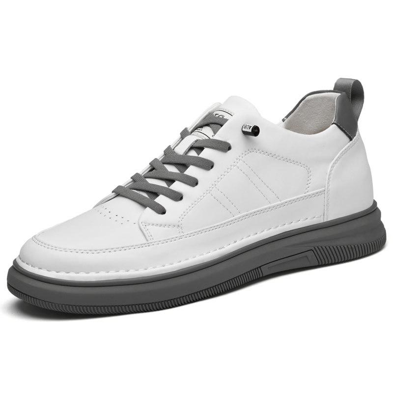 

Мужская натуральная кожаная белая повседневная обувь, увеличивающая рост, 2024 летняя дышащая обувь для сёрфинга 37 белый