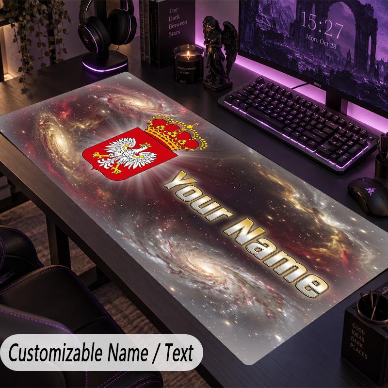 Custom Text Big Mousepad, Extended Desk Pad For Laptop Work GamePoland Football
