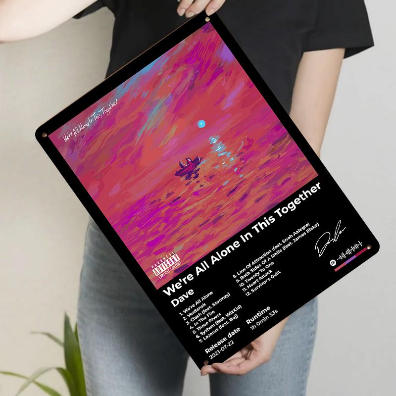 

Dave Album Cover Art Were All Alone In This Together Metal Poster Print Music Decor 20x30cm（7.8x11.8inch）
