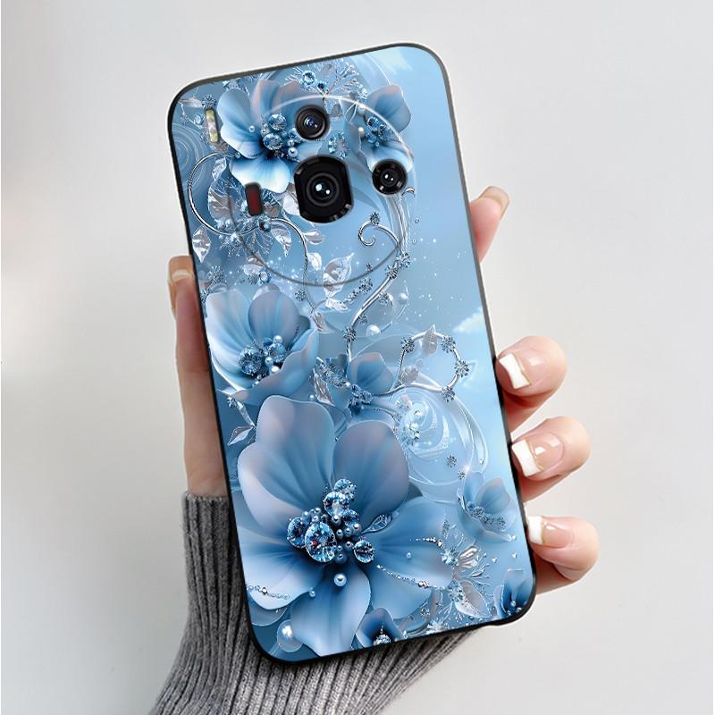 Printing Case For ZTE Nubia Z50S Pro 5G Funda ZTE Nubia Z60S Pro 5G Cover Soft Silicone Black Shell Cute Flower Cartoon Casing