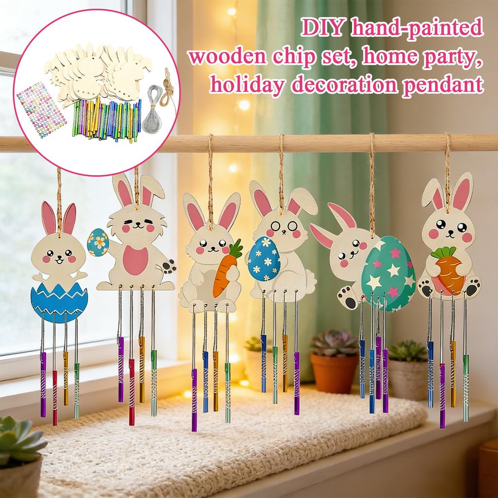 1set Easter Bunny Wind Chimes Craft Kit Chimes For Decorative For Spring Decor And Creative Family Fun 5ml