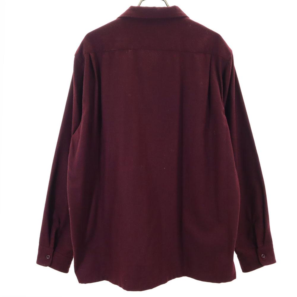 VINTAGE 50s 60s Open collar Long sleeve Open collar shirt Bordeaux Men's Used