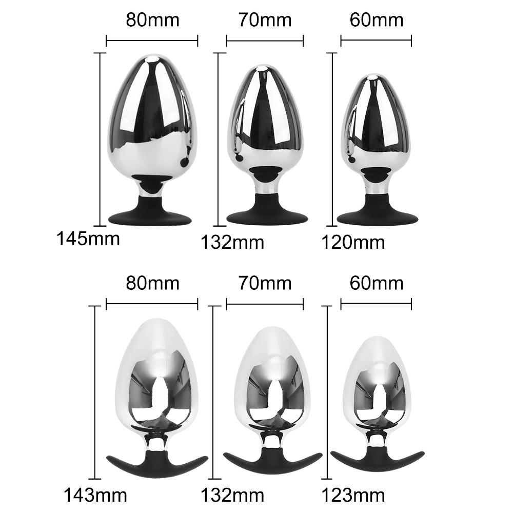 Anal Dildo Prostate Massager Anus Dilator Private Goods Sex Toys For Women Men with Suction Cup Extra Big Diameter Anal Plug Smooth Metal Butt Plug