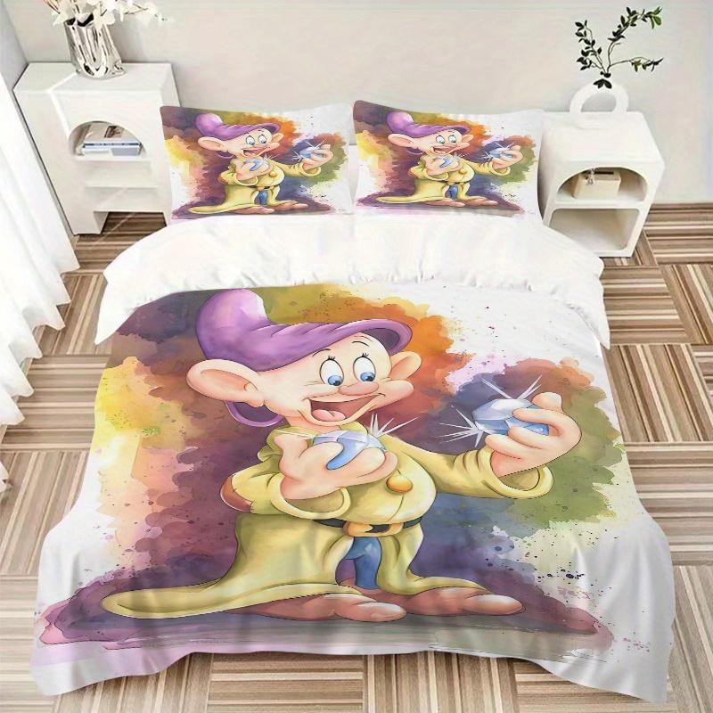 3pcs Dopey Dwarf Watercolor Art Bedding Set, Includes 1 Quilt Cover and 2 Pillowcases, Comfortable Bedding with Stylish Design for Bedroom,