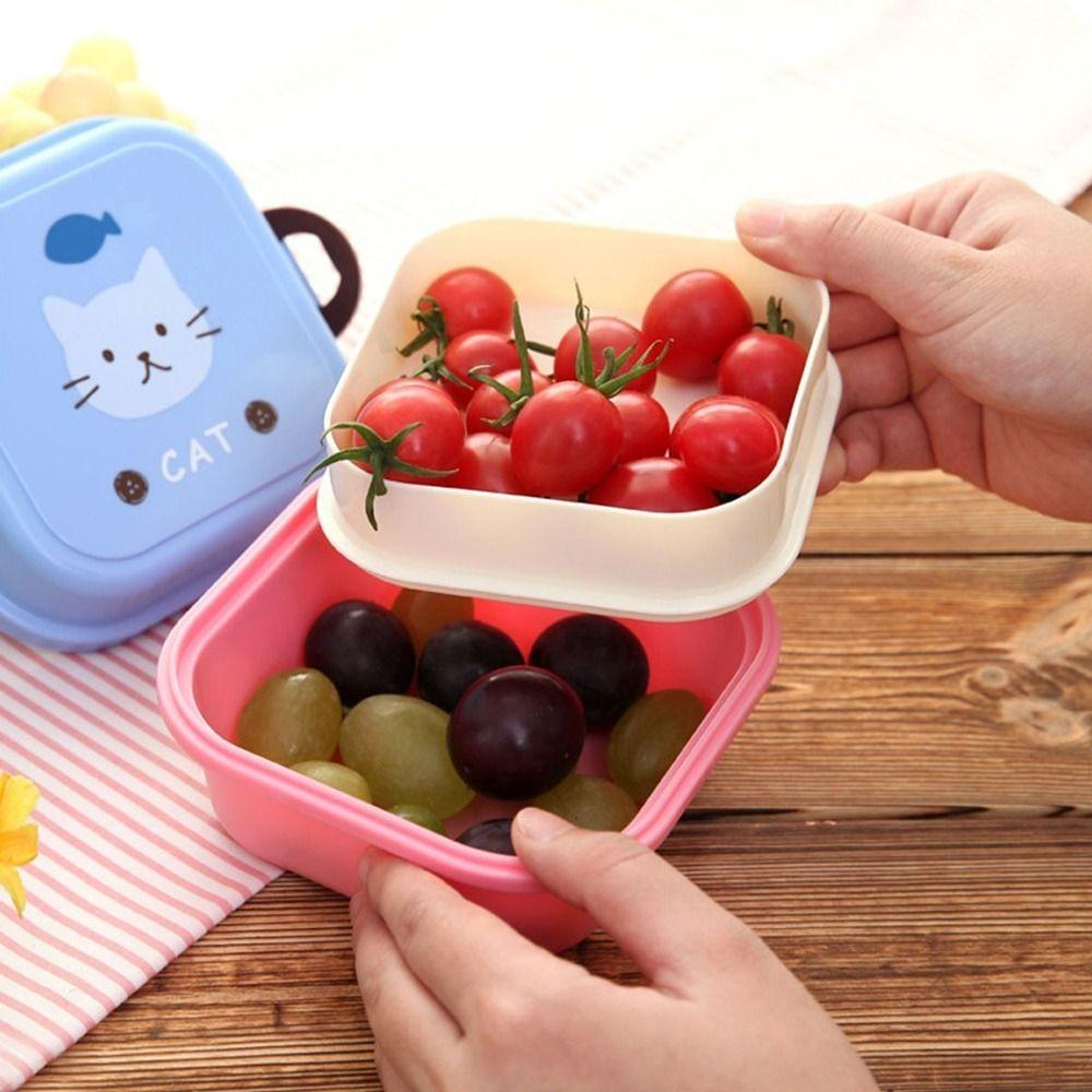 Double Layer Plastic Children Animal Snack Tableware Fresh Keeping Box Food Storage Box Lunch Box