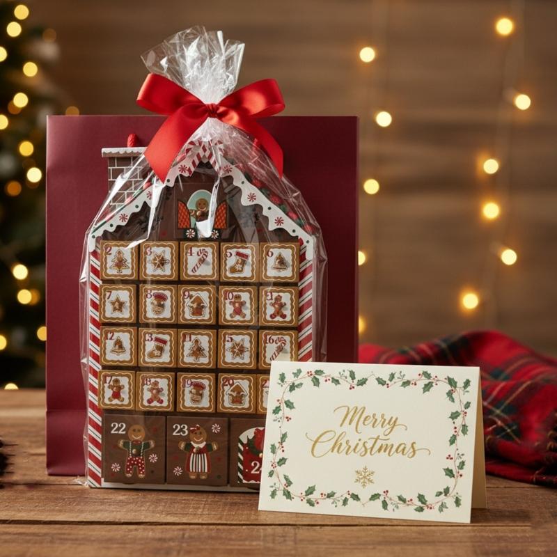 Wooden House Christmas Calendar With 24 Numbered Drawers For Storage Candy Chocolate Jewelry Gifts Holiday Decoration