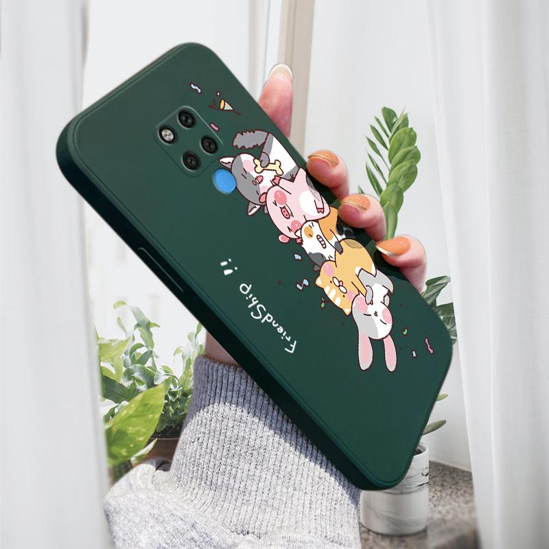 

Чехол для телефона с мультяшным красочным узором, квадратный, жидкий, силикон, TPU, полное покрытие, противоударный, защитный чехол для камеры Huawei Honor Vivo Vivo Y30 Standard темно-зеленого