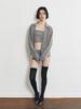 HALF DEVIL US Knit V-Neck Collared Cardigan_Gray