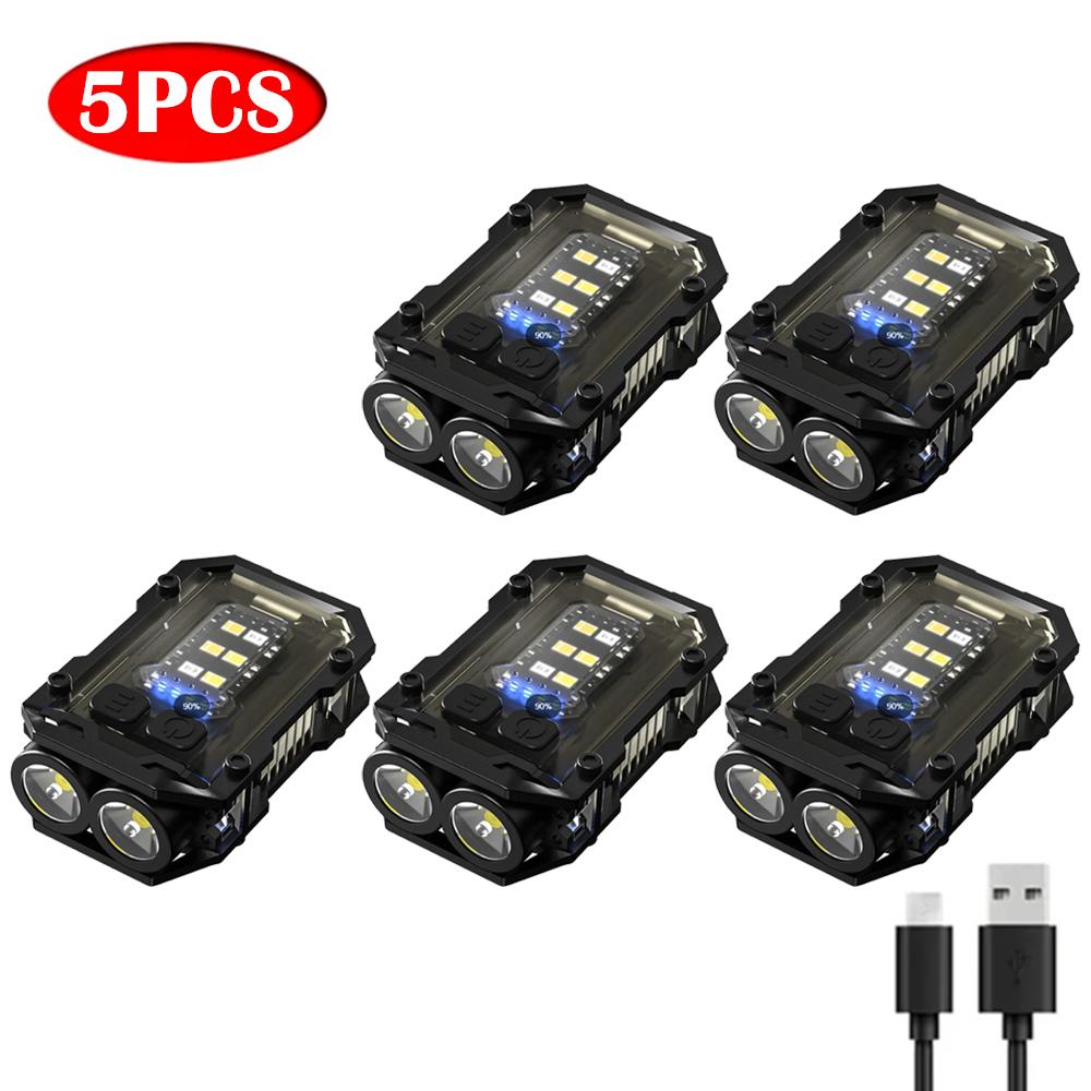Multifunctional Mini EDC Keychain Light USB Rechargeable Flashlight With Tail Magnet Outdoor Waterproof Work Light Camping Lamp