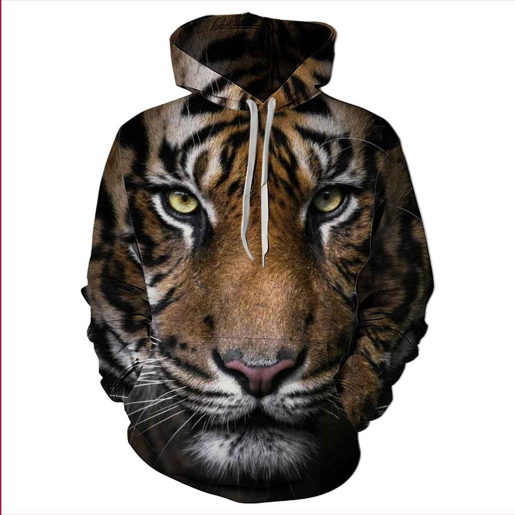 European and American new sweatshirt, tiger personality, 3D digital print casual sports hoodie, hoodie sweatshirt