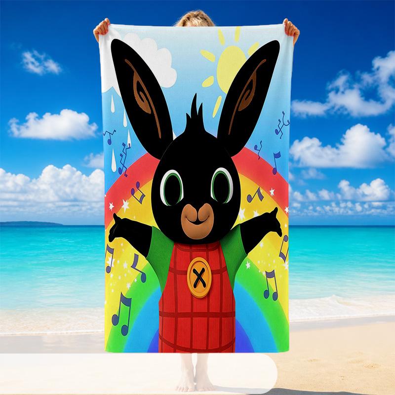 Quick Dry Beach Towel Bing Bunny Pattern, Lightweight Absorbent Towel for Pool Beach Vacation Use