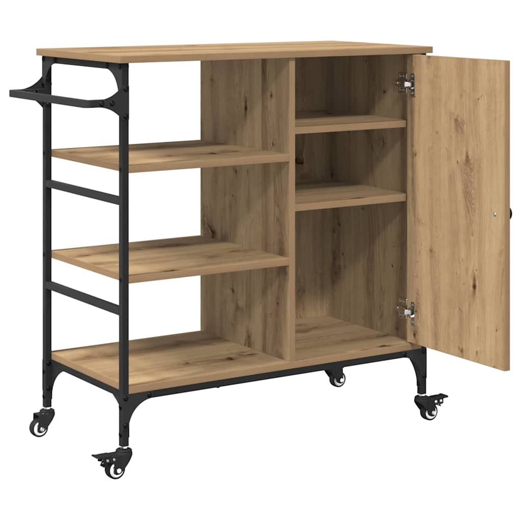 Kitchen Trolley Artisan Oak Finish 87.5 x 39 x 84.5 cm Engineered Wood