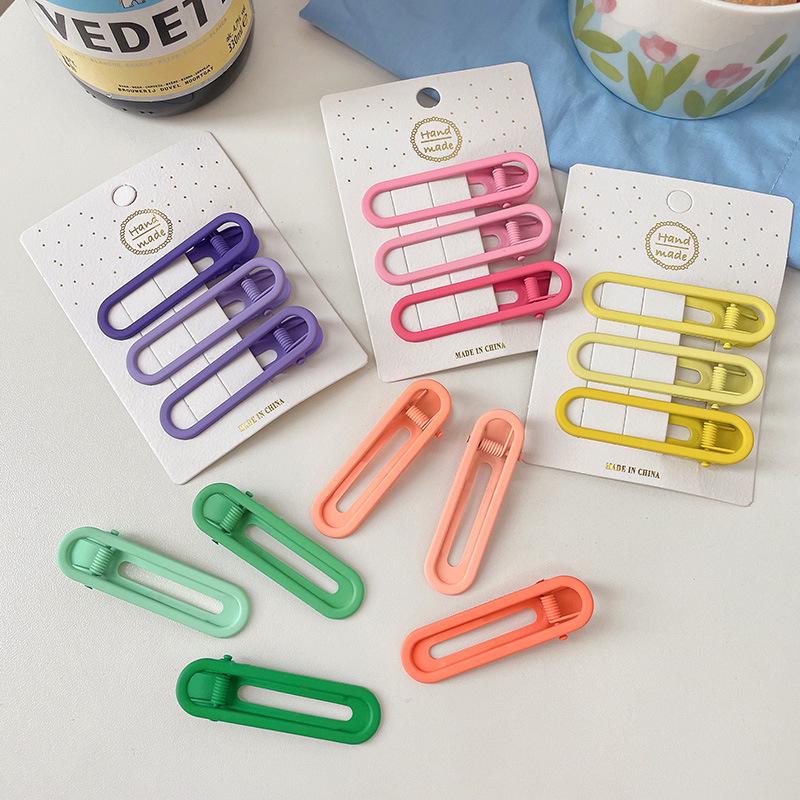 Vibrant Candy Color Seamless Hair Clip Set - Side, Bangs, and Heart Duckbill Clips for Women