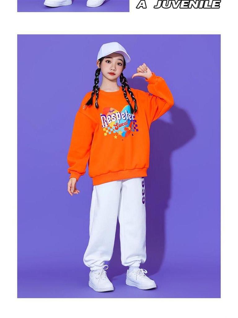 Buntes Herz-Orange Langarm-Sportfestkostüm für Kinder