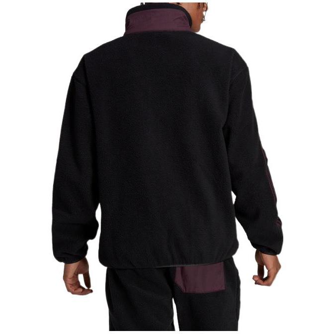 Adidas Logo Print Striped Stand Collar Jacket Men Jackets Black HF4069