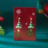 Design Sense Green Christmas Tree Drop Earrings for Women Light Luxury Shiny Crystal Snowman Earrings Christmas Party Jewelry