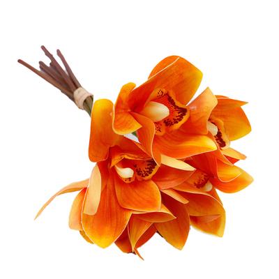 6 Stem Faux Orchid Decor 3D Printed Silk Flowers Iron Wire Stem Orchid Floral Decorations for