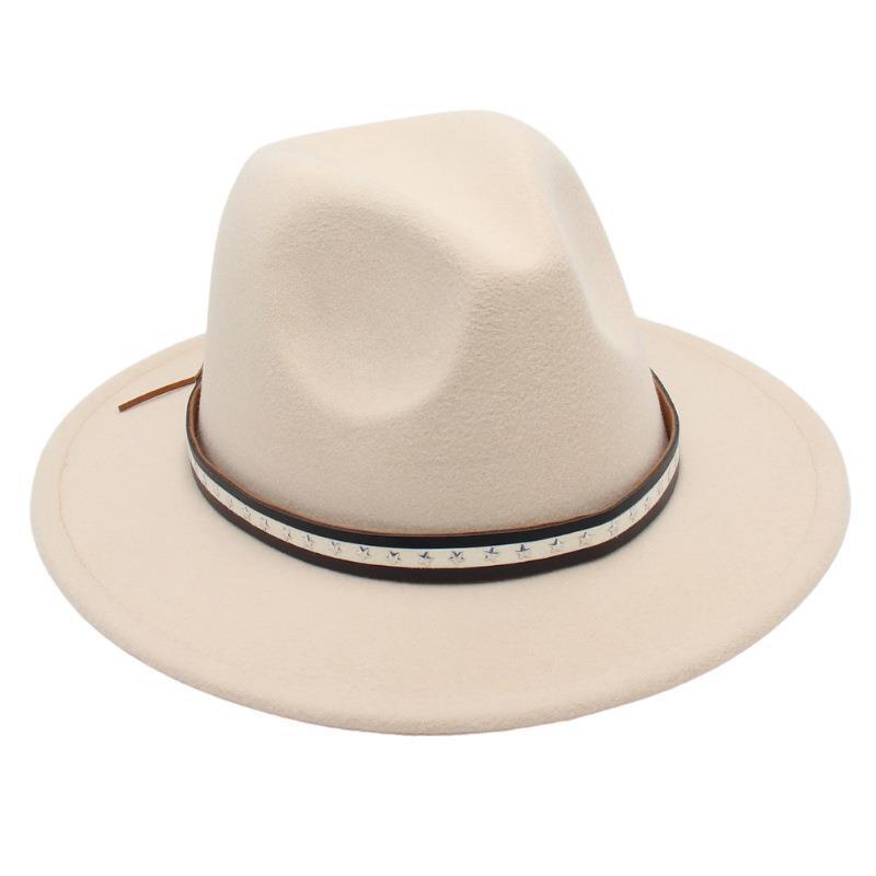 Foreign Trade Retro Top Hat Pentagram Jazz Hat Men'S And Women'S Felt Hat European And American Style Hat Woolen Hat Wool