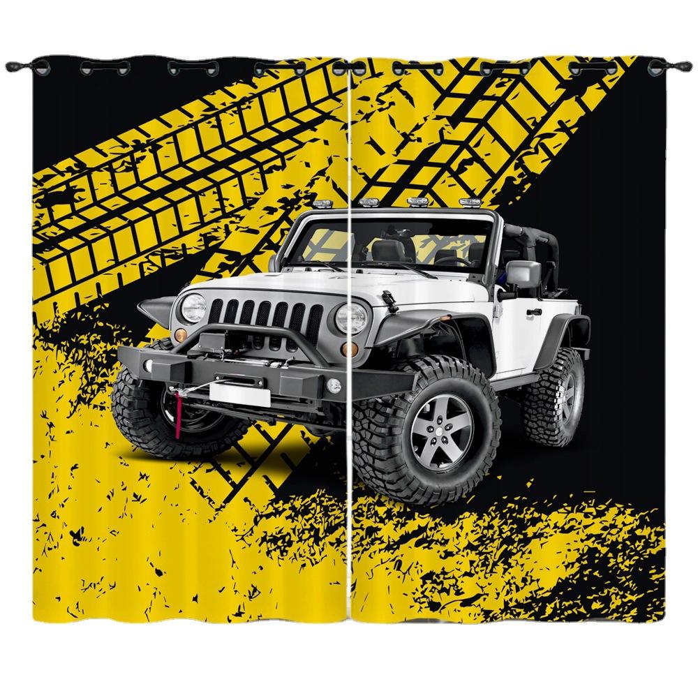 Curtain Car Off-Road Vehicle 3D Digital Printing Blackout Curtain Punching