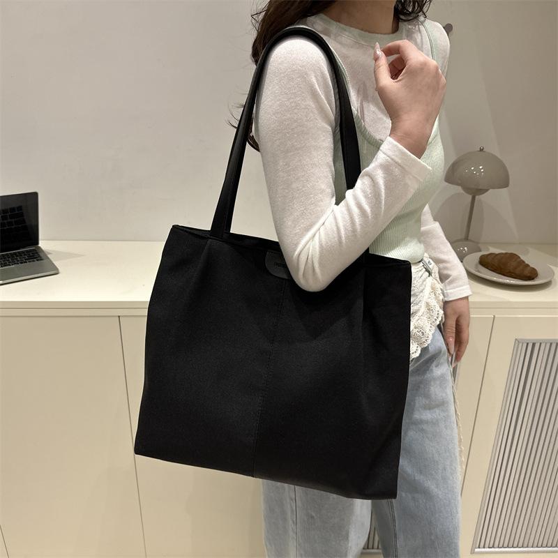 Fashion summer new solid color nylon large capacity simple casual literary cloth bag shoulder tote bag