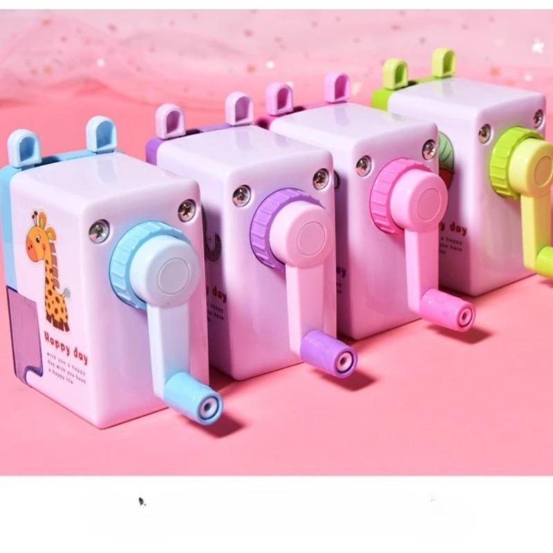 Hot Sale Hand-cranked Pencil Sharpener Student Stationery Pencil Sharpener Artifact Cute Cartoon Pattern Pencil Sharpener
