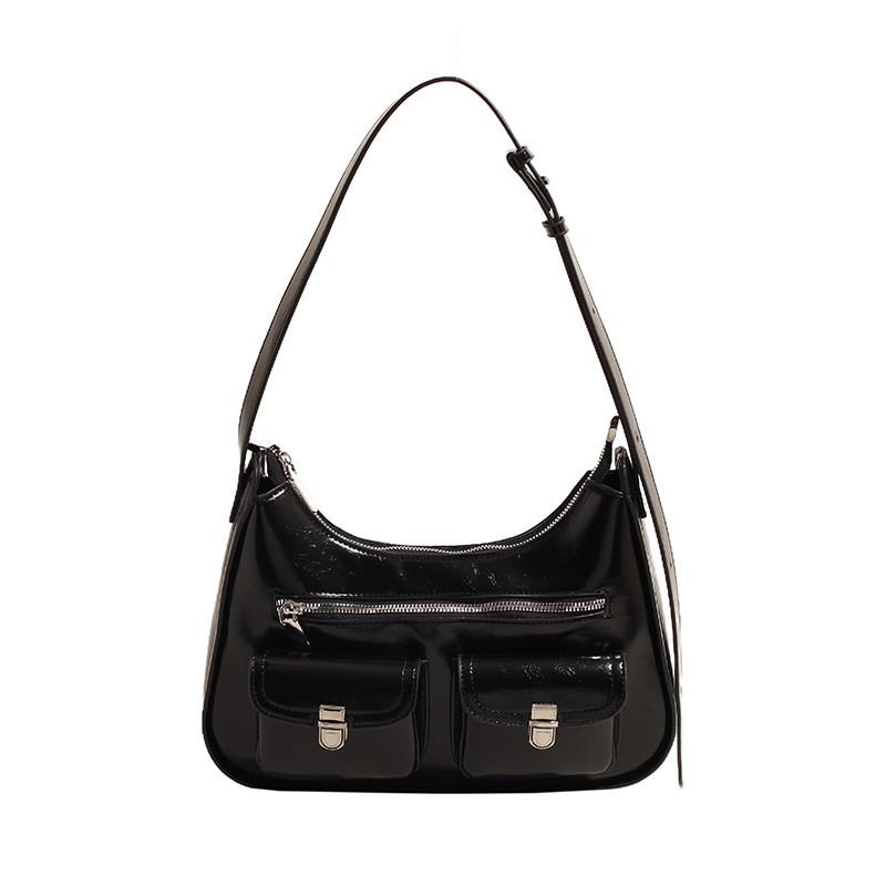 Ielgy Korean Version High-End Retro Motorcycle Fashion Multi-Pocket Shoulder Bag All-Match Underarm Bag