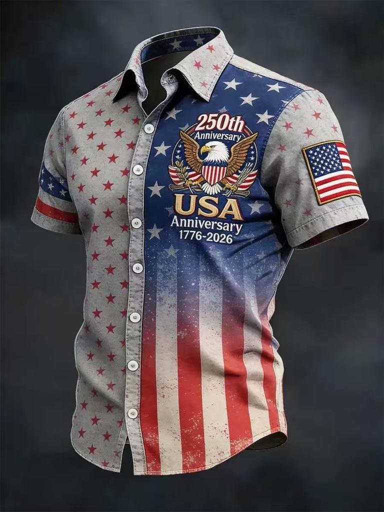 2026 New Men's American Flag 3D Printed Polo Shirt Summer Casual Short Sleeve Lapel Trend Sports