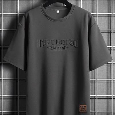 M-8XL Men's Summer Loose Fit Cotton T-Shirt, Plus Size, Short-Sleeve