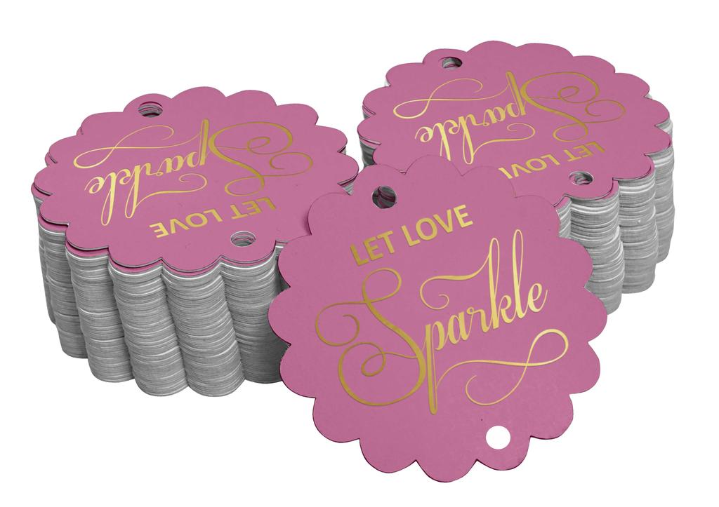 Inkdotpot 100 Pack Let Love Sparkle Wedding Favor Paper Tags Craft Real Gold Foil Hang
