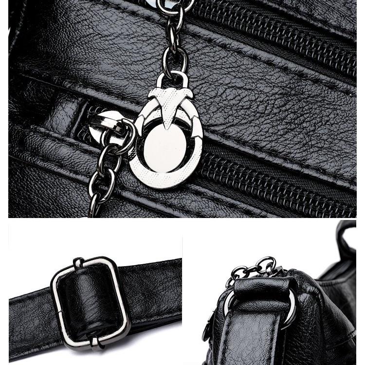Soft Leather Multi-pocket Messenger Bag Women's Shoulder Bag