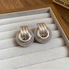 Silver Needle Round Metal Hollow Earrings European and American Temperament Earrings Light Luxury High-end Earrings Design Sense Niche