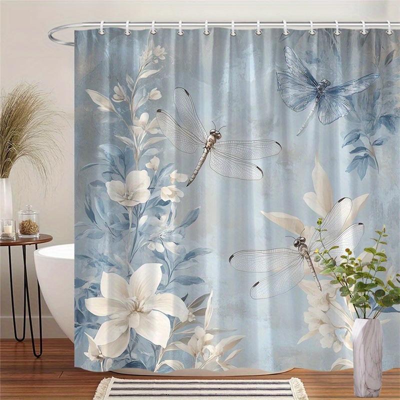 

1Pc Dragonfly And Butterfly Shower Curtain, Polyester Fabric, Machine Washable, With Hook, Suitable For Bathroom Decoration W60H190(CM)-1 Pcs
