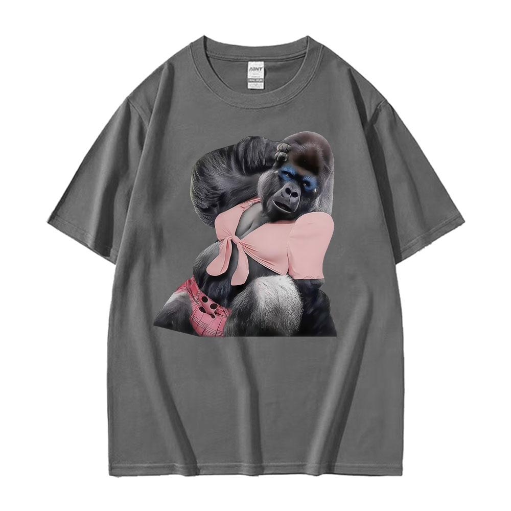 For Her Humor Funny Gorilla Meme Graphic T-shirt Men's Women Fashion Trending T Shirts Short Sleeves Oversized Hot Sale T-shirts