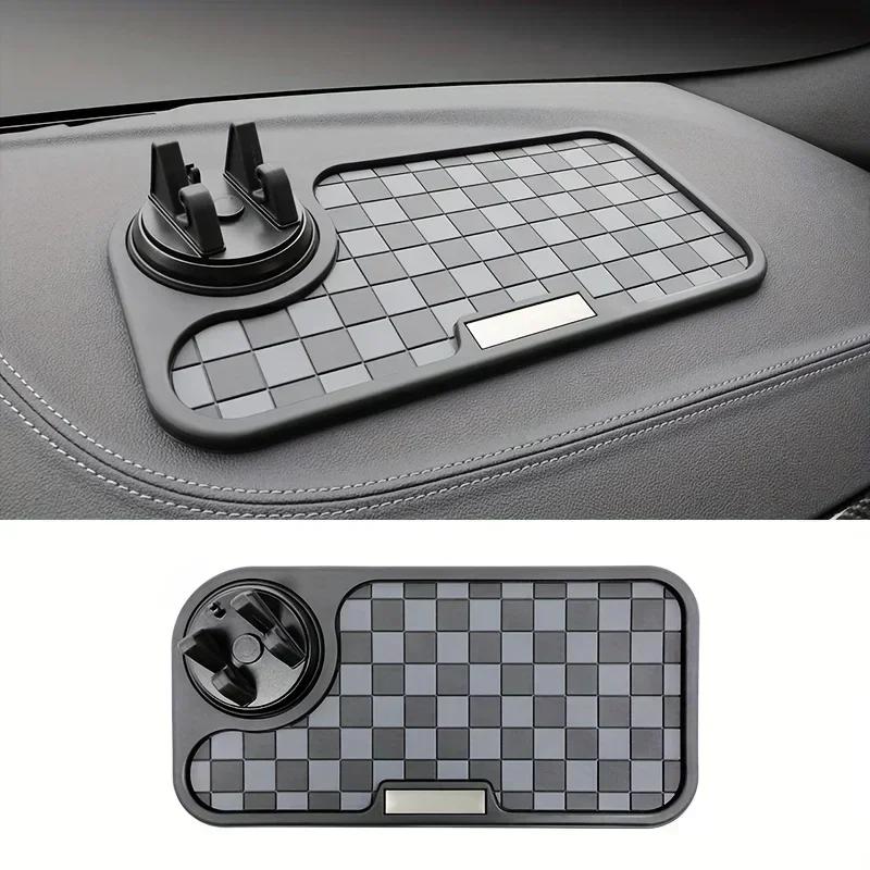 Car Anti-skid Pad Dashboard Center Console Dashboard Anti Slip Mat with Phone Mount 360-Degree Rotation PVC Key Storage Mat