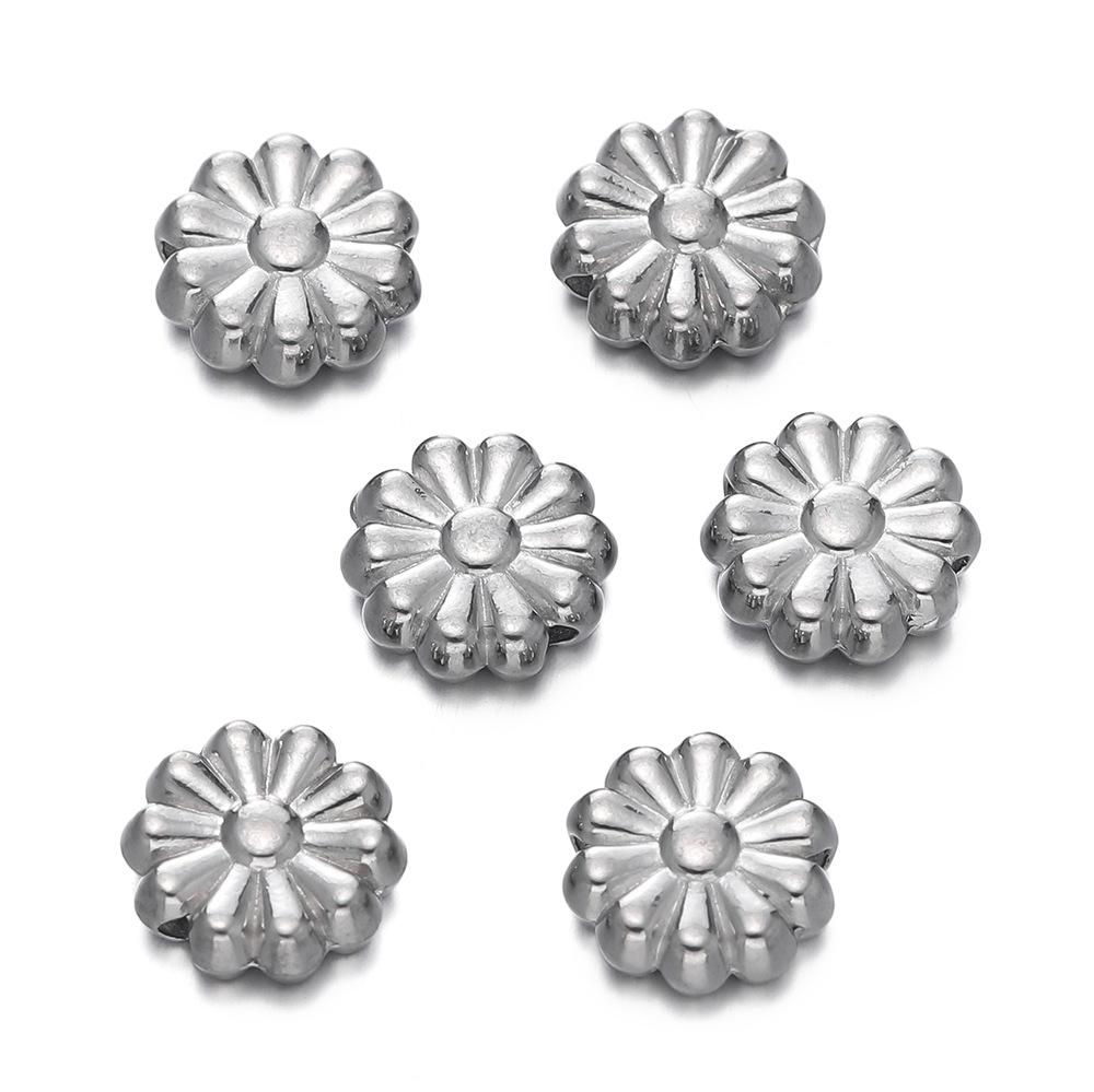 Stainless Steel Flower Beads, Perforated Six-valve Flower Septum Beads DIY Jewelry Accessories